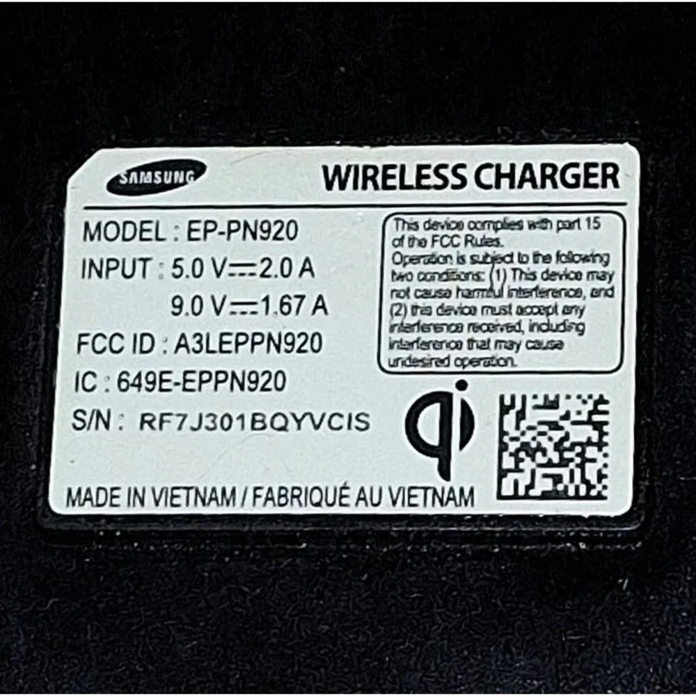 Samsung Fast Charge Qi Wireless Charging Pad Black EP-PN920 w/ Cable Tested VGUC